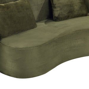 71-Inch Folding Sofa Bed in Green Plush Faux Fur