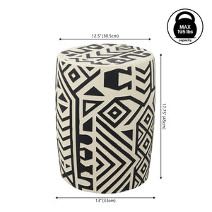 Rafi MidCentury Modern Geometric Drum Garden Stool