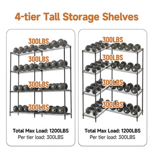 4 Tiers Metal Storage Shelves