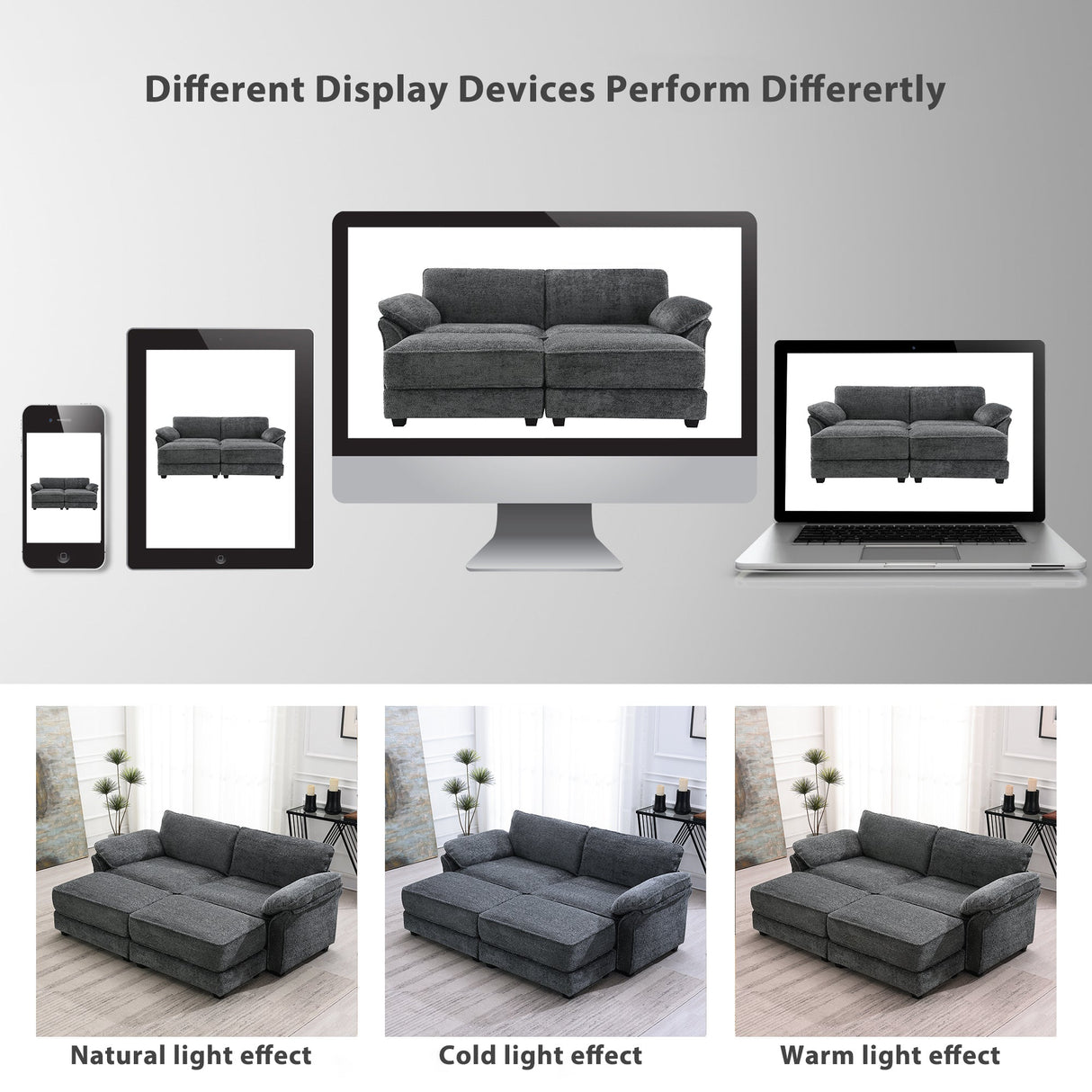 The Adelle Adaptable Gray Chenille Modular Sofa Bed