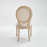 French Country Dining Chairs Set of 2 Upholstered with Rattan Back