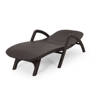 Polypropylene Resin Chaise Lounge with Hand Crafted Details - Dark Brown