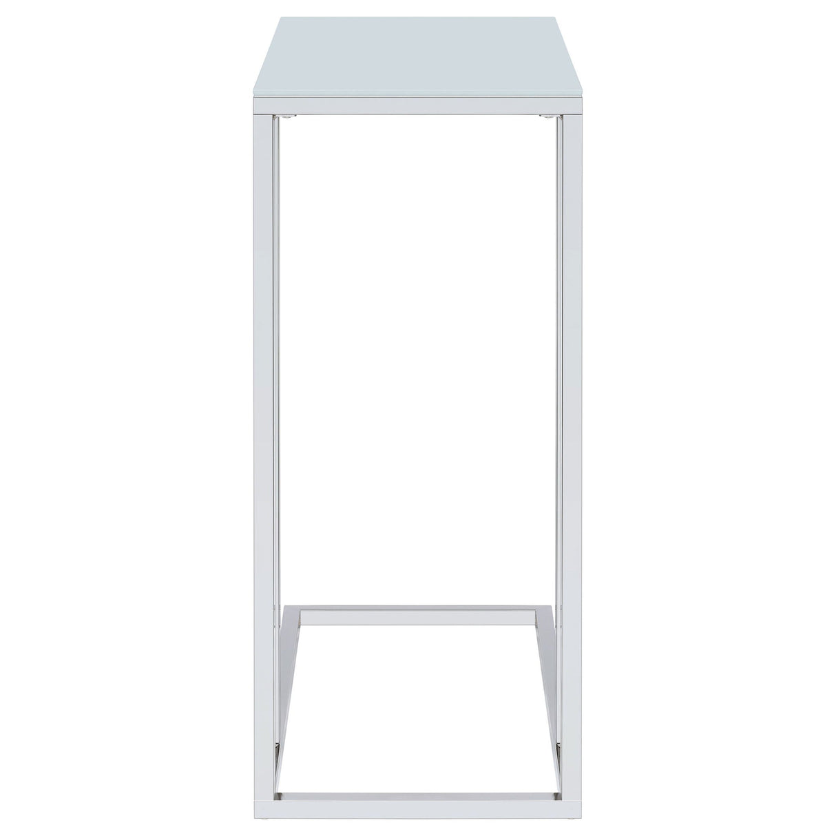 Stella White Glass Top C-Shaped Sofa Side Table Chrome