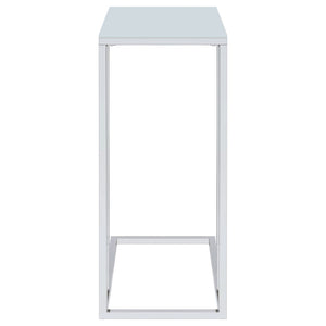 Stella White Glass Top C-Shaped Sofa Side Table Chrome
