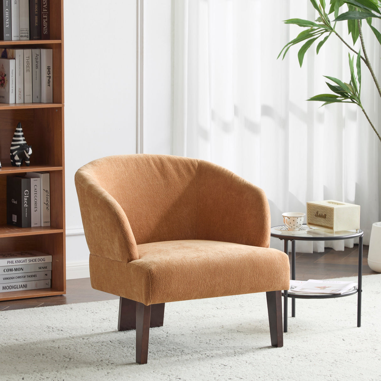 Windsor Mid-Century Accent Chair - Soft Fabric Upholstery