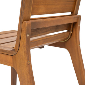 7 Piece Outdoor Acacia Wood Dining Set with Slatted Back Chairs - Teak