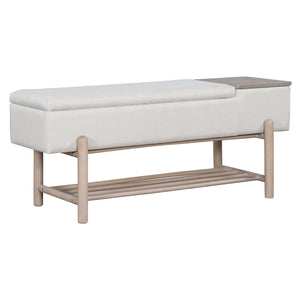 TREXM Farmhouse Upholstered Storage Bench with Hidden Compartment