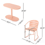 Outdoor Metal Seating Set with Coffee Table and 2 Chairs, Pink