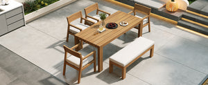 TREXM Patio Dining Table Set for 6 with Umbrella Hole
