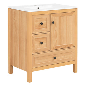 Modern Bathroom Vanity With Sink, Soft Close Drawers & Door, Storage Rack