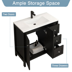35.5" Modern Bathroom Vanity with Basin