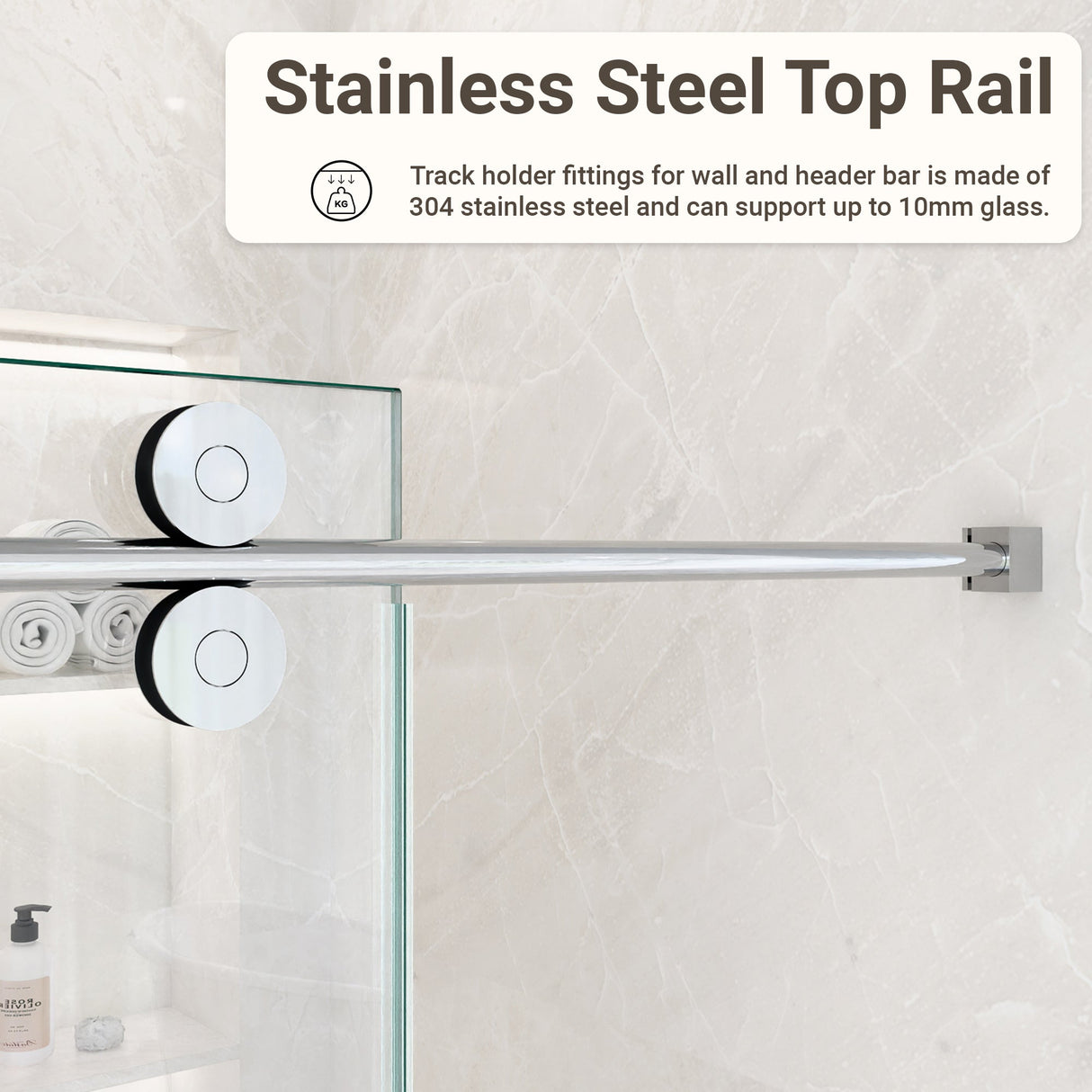 44"-48"W x 76"H Frameless Single Sliding Shower Door
