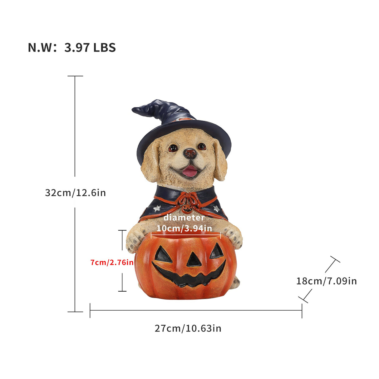 Halloween Labrador Retriever Witch Puppy Figurine