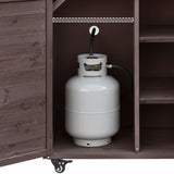 K&K 78.3' Outdoor Kitchen Island with Foldable Grill Table