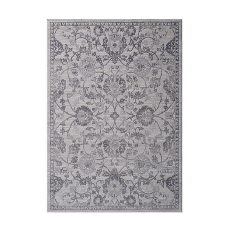 5X7 Grey/Silver/Oriental Non-Shedding Living and Stain Resistant Area Rug