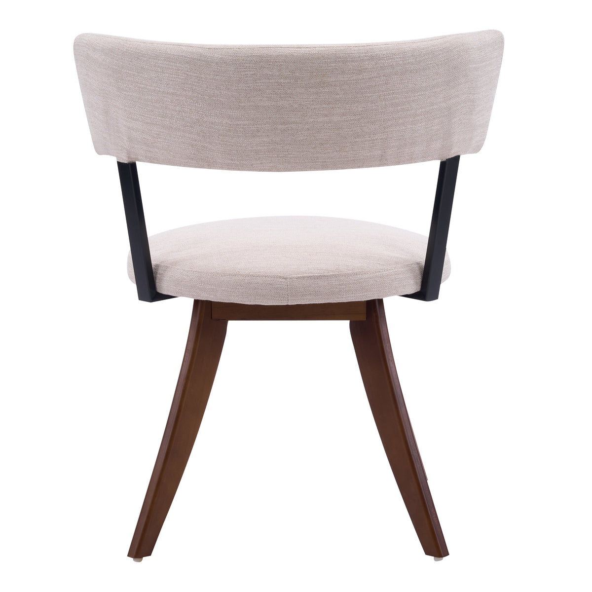 Modern Upholstered Dining Chair with Curved Back and Walnut Base - Beige