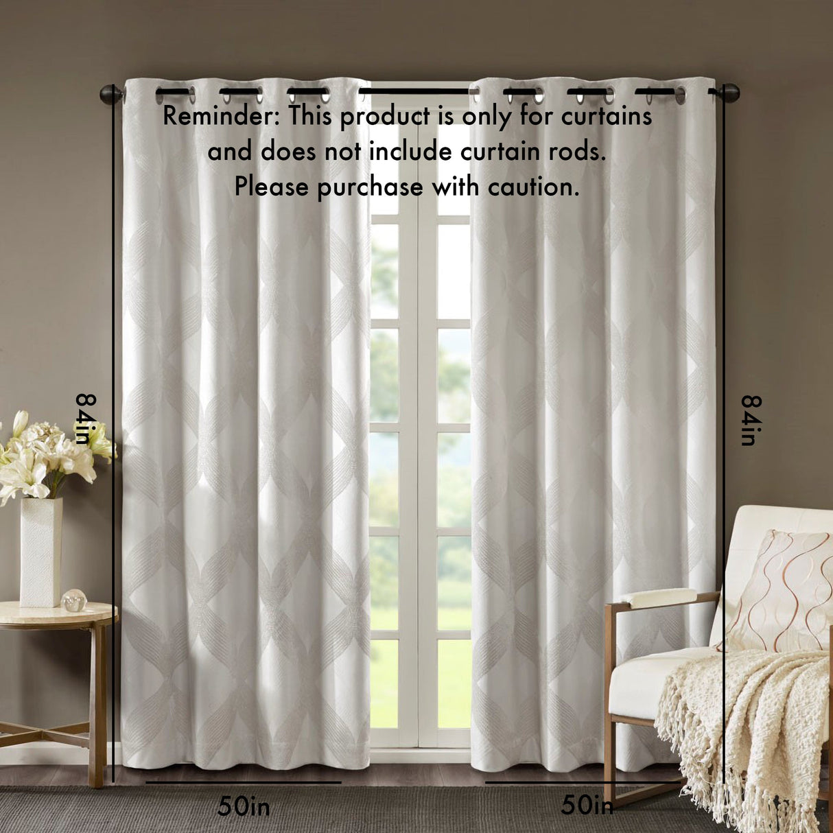 Ogee knitted jacquard total blackout curtain panel (only 1 pc panel)