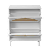 2 Door Shoe Rack, Rattan, Double Layer, Suitable For Living Room, Hallway - White