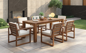 TREXM Patio Table and Chairs Set for 6 with Umbrella Hole