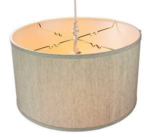 1 Light Swag Plug-In Pendant 16"w Textured Oatmeal Shade, 17' White Cord
