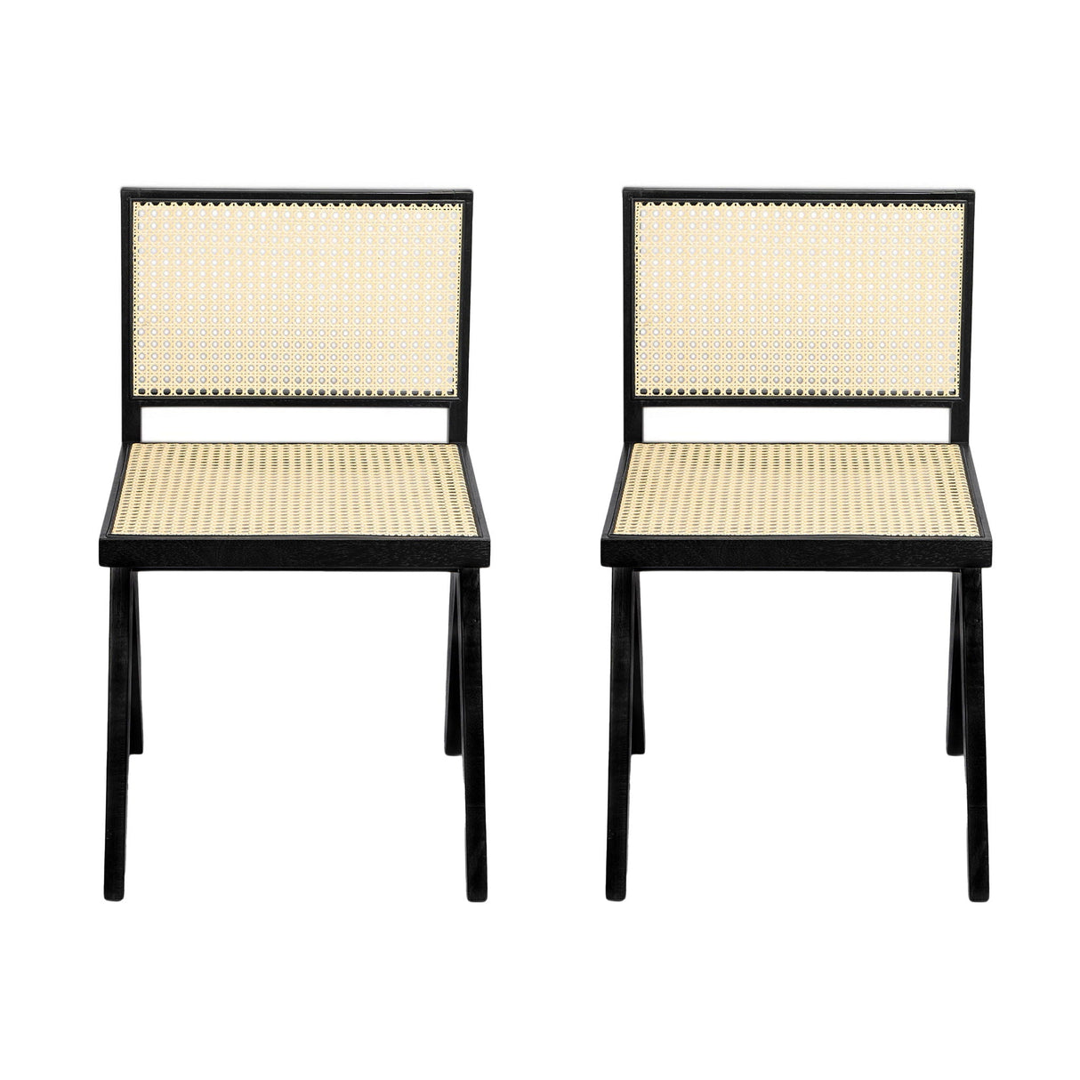 Chandigarh Dining Room Chairs with Natural Rattan (Set of 2)