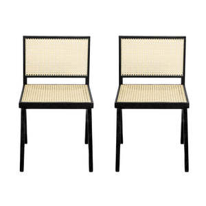 Chandigarh Dining Room Chairs with Natural Rattan (Set of 2)