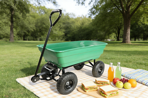 Folding Poly Garden Dump Truck with Steel Frame and Pneumatic Tires - Green