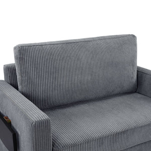 Sleeper Sofa With Foldable Mattress, USB Ports, Side Table & Storage Pocket