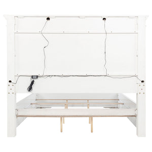McKinney California King LED Light Panel Bed Vintage White
