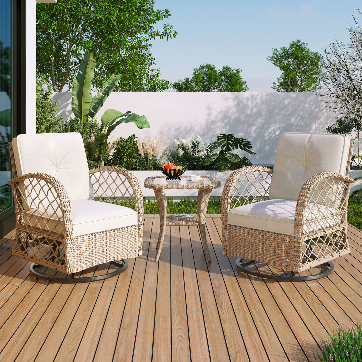 3-Piece-Swivel-Patio-Set-with-Cushions-and-Glass-Top-Table-–-Natural-Rattan-Outdoor-Furniture-Sets