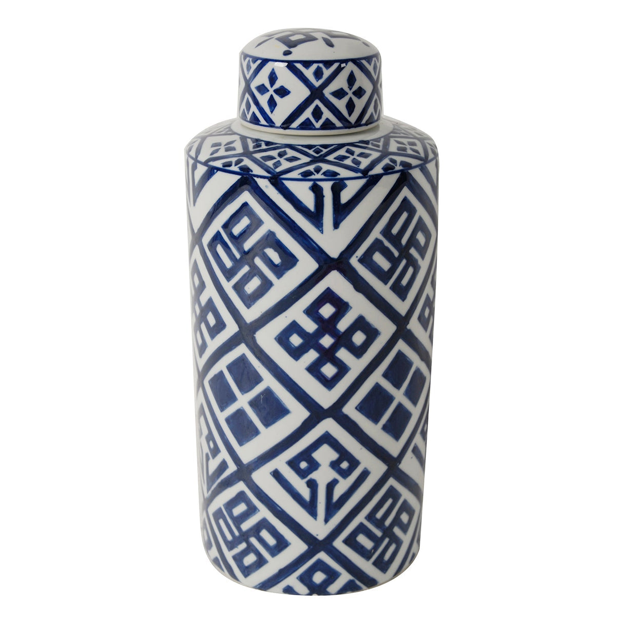 Valora Blue and White Cylinder Jar