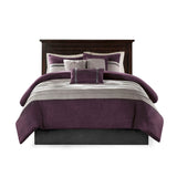 7 Pc Pieced Faux Suede Comforter Set Purple Cal King