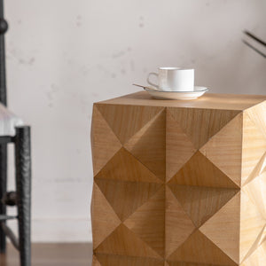 23.62" Height Three-Dimensional Embossed Pattern Wooden Nightstand