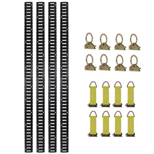 Heavy Duty E Track Tie-Down Rail Kit with Steel O-Ring Anchors - Black