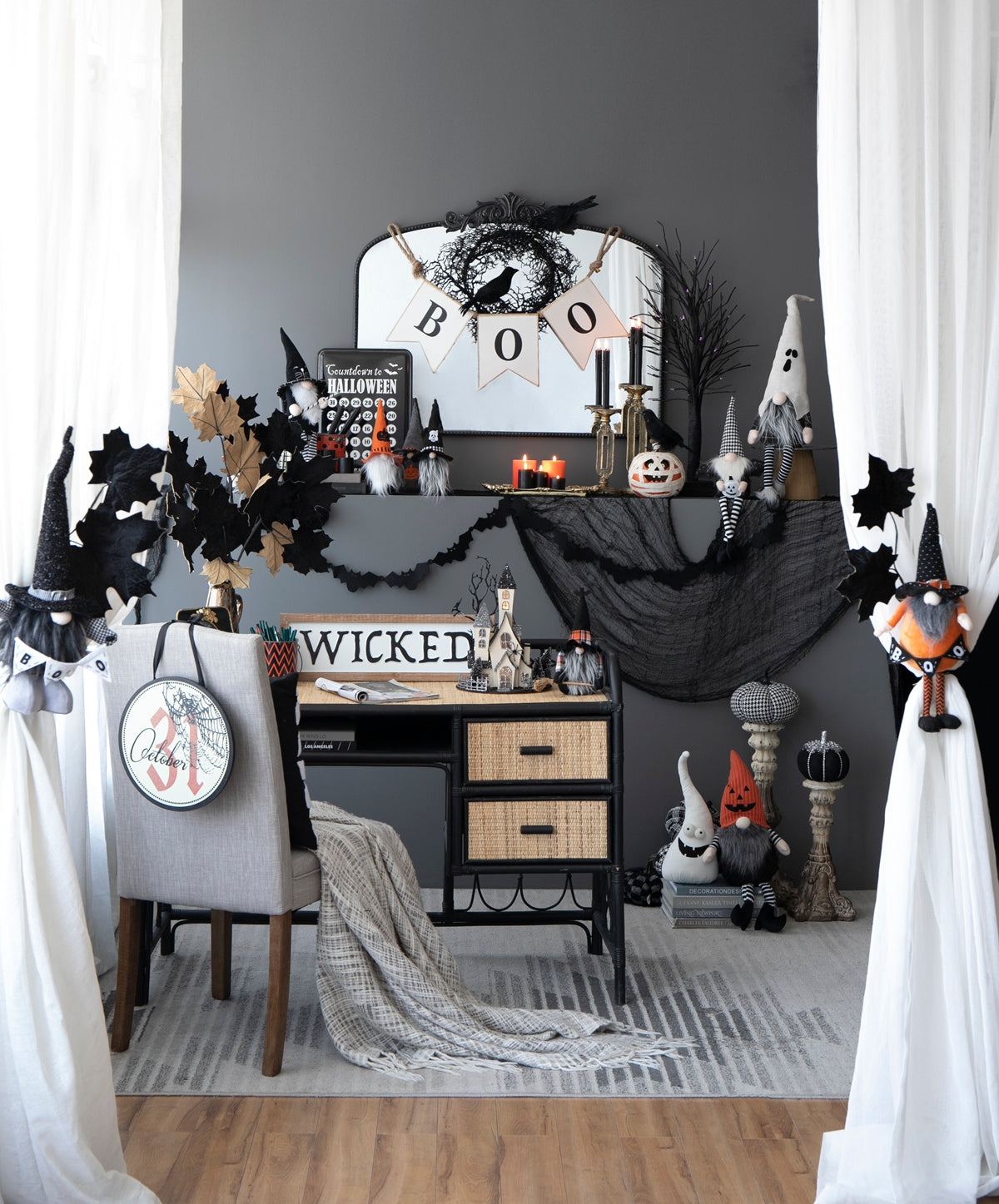 Set of 2, 10.6"H Halloween Gnome Decor