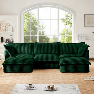 Slipcovered U Shape Sectional Deep Seat Sofa