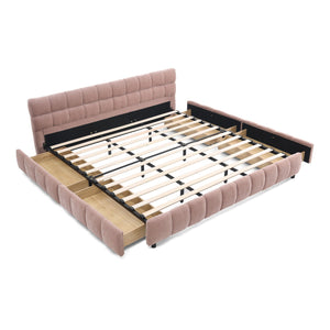 Modern Platform Bed Frame With Thick Fabric