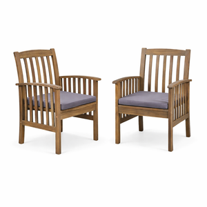 7 Pieces Acacia Wood Outdoor Dining Set, Modern 6 Chairs & 1 Large Table