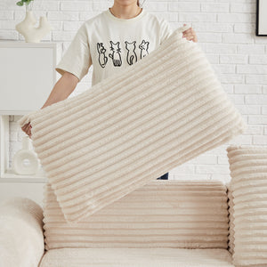 Minimalist Corduroy Sofa Bed with Two Throw Pillows