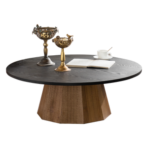 Round Coffee Table with Sturdy Pedestal Design