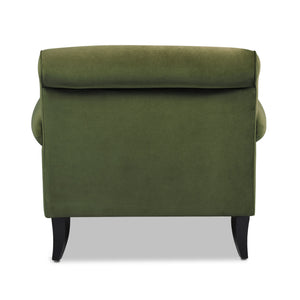 Alana 38" Lawson Accent Arm Chair Metal Casters, Olive Green Performance Velvet