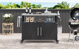 K&K 54.5' Outdoor Kitchen Island with Stainless Steel Tabletop and Storage