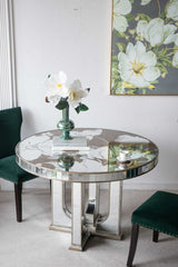Aesthetic Round Dining Table with Floral Design