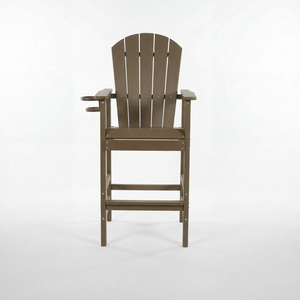 HDPE Bar Height Adirondack Chair with Cup Holder, All-Weather Outdoor Patio Chair