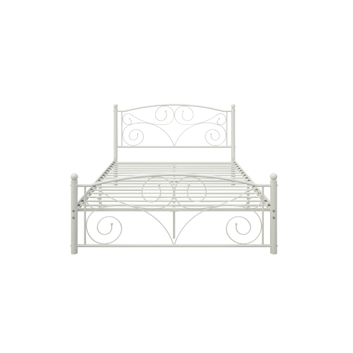 Full Size Unique Flower Sturdy System Metal Bed Frame with Headboard