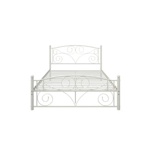 Full Size Unique Flower Sturdy System Metal Bed Frame with Headboard