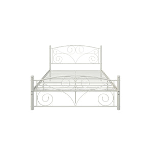 Full Size Unique Flower Sturdy System Metal Bed Frame with Headboard