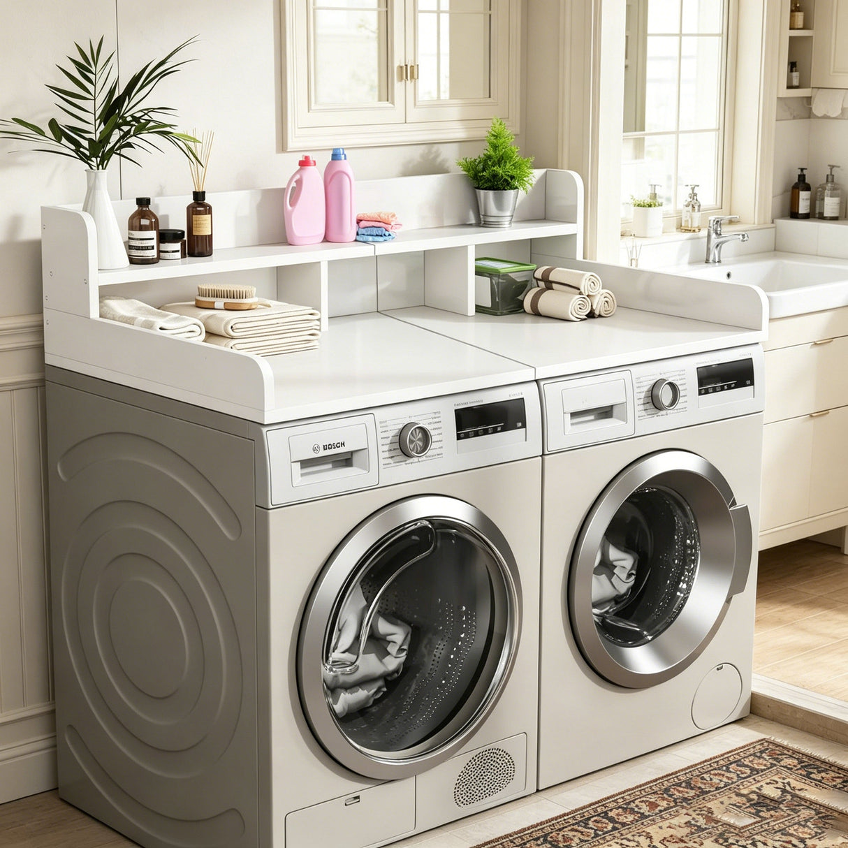 Washer Dryer Countertop with Non-Slip Pads - White