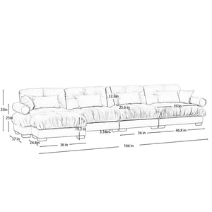 Oversized Modular Sectional Sofa with Movable Ottoman - Fabric, Multiple Colors
