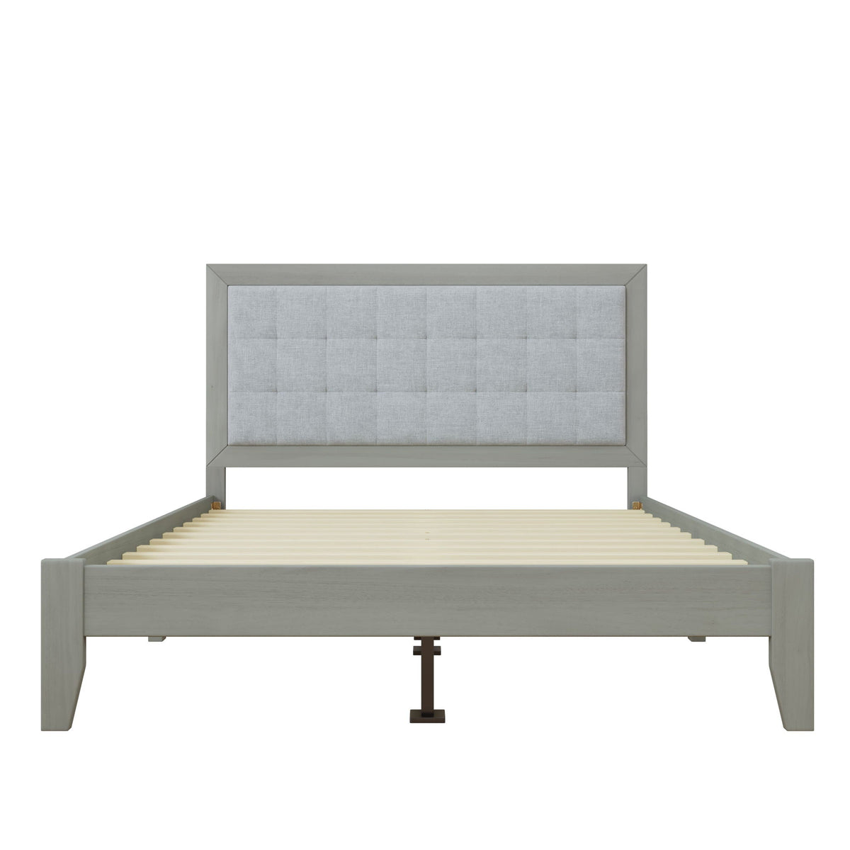 Mid Century Modern Platform Bed with Upholstered Headboard - Dark Gray